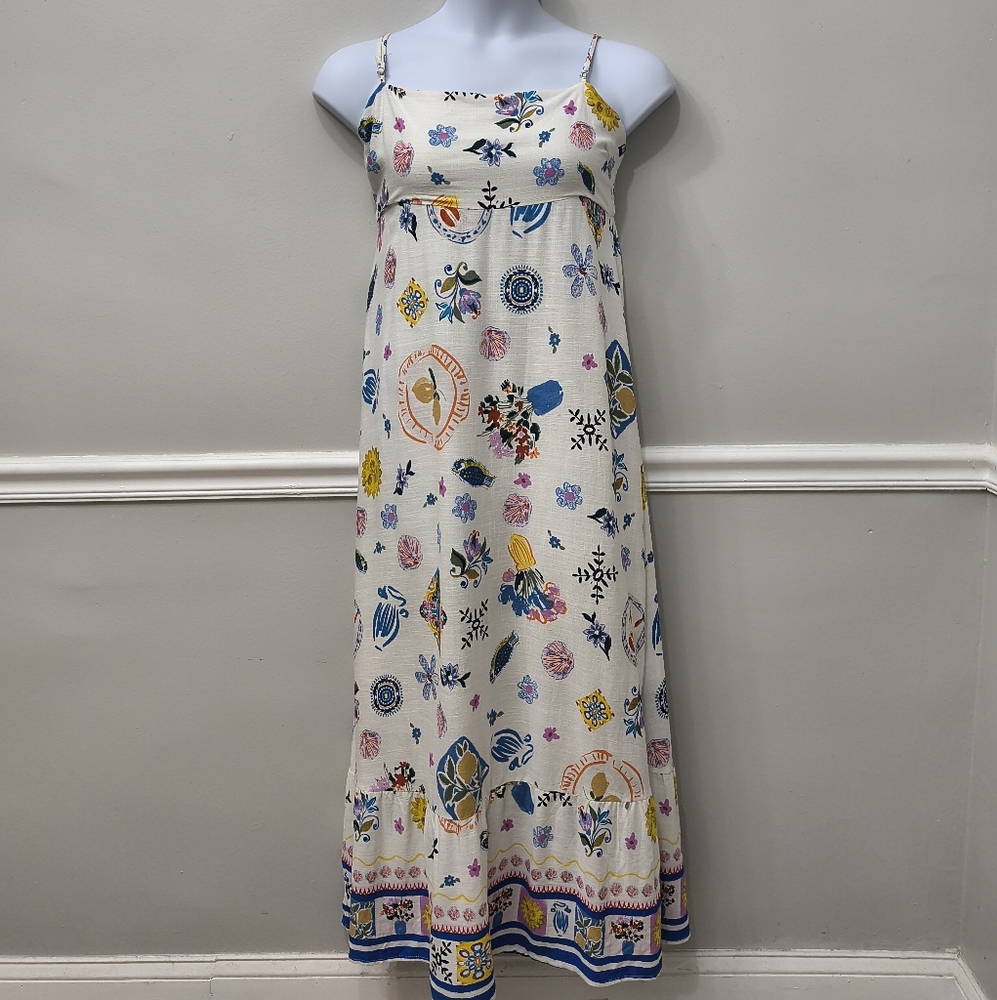 Label Of Love Dress Size XL Midi Linen/Rayon Blend Anthropologie Floral Luxury